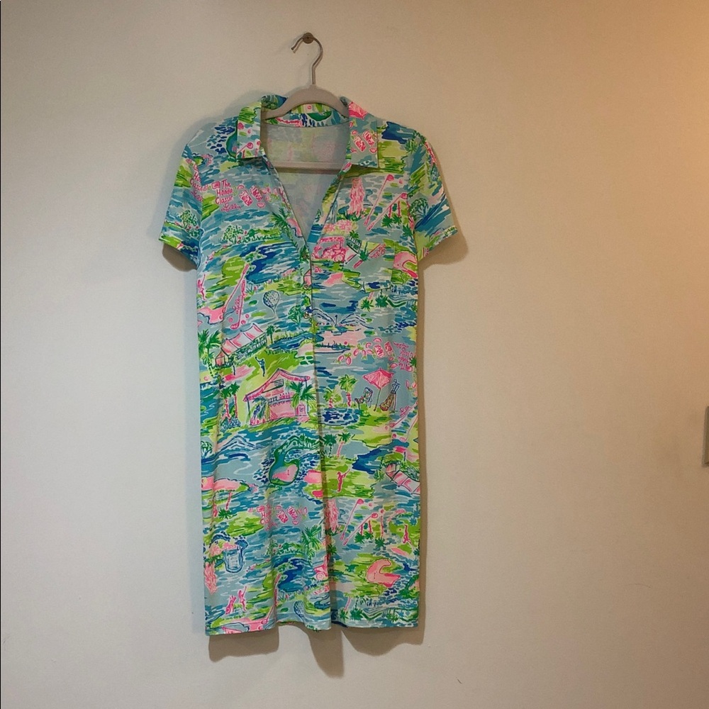 Lilly Pulitzer Vibrant Blue and Green Midi Dress